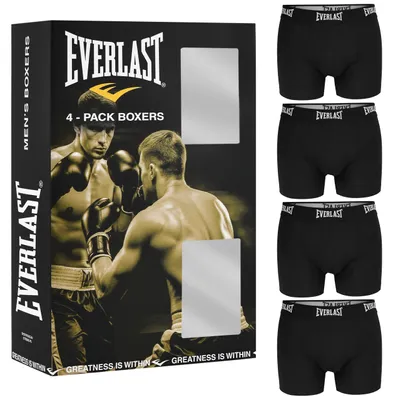 Zdjęcie produktu dla EVERLAST Męskie Bokserki 4-pak Bawełnianej Bielizny Czarny Kolor Rozmiar XXL