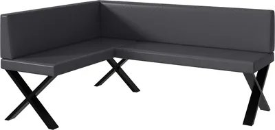 Produktbild von MEBLINI Eckbank für Esszimmer - Küchenbank - Essecke - Sitzecke Küche - ERIC - X-Beine 128x168x87cm Links - Grau Kunstleder