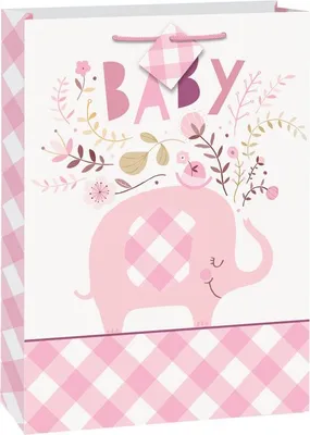 Produktbild von Baby Shower Elefant Mädchen Jumbo Geschenktüte