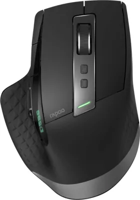 Produktbild von RAPOO MT750S Maus, Schwarz, Kabellos Multi-Modus, Bluetooth 3.0/4.0 & 2.4 GHz Wireless, 10m Reichweite, Einstellbarer 3200 DPI, Wiederaufladbarer Akku (30 Tage Laufzeit), Automatisches Umschalten 4 Geräte, 9 Tasten, Seitliches Scrollrad, Ergonomisch für Rechtshänder, Win/Mac/Linux/Chrome OS, L85xH49xB122mm