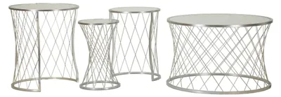 Zdjęcie produktu dla FURNLUX Stolik kawowy Noah Silver 70cm (4 szt.) / Kolor główny: Srebrny / Wymiary: 70 x 55 x 70 cm