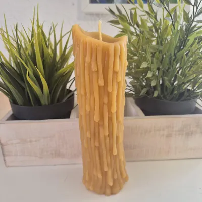 Immagine prodotto di Candela di cera d'api grande candela a colonna 18,5 cm