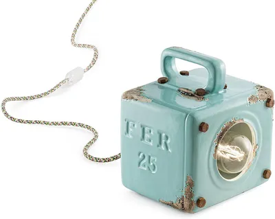 Produktbild von Vintage Industrial Cubic Eisen Keramik Licht Blau 1 Licht E27