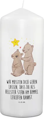 Produktbild von Mr. & Mrs. Panda Trauerkerze Bäreneltern Sternenkind - Weiß - Ungeborenes, Erinnerungen Kerze Trauer, Beileidsprüche, Gestorben, Brennende Trauerkerze, Fehlgeburt