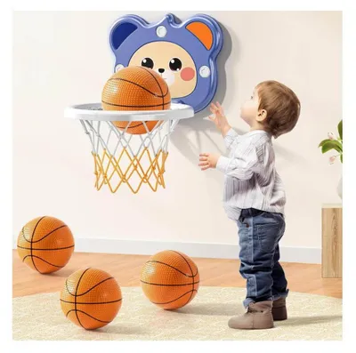 Obrázok produktu pre TEMI mini basketbalový kôš, vnútorný, pre deti od 3 do 6 rokov, vrátane 4 lôpt, ideálna hračka na narodeninové darčeky.