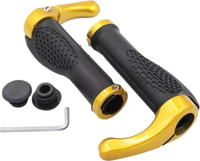 Image de 2 pièces antidérapantes Poignées de guidon de vélo avec Design Ergonomique Spécial, Alliage d'aluminium, Poignées de vélo électrique, Protection des poignets, 1 paire de poignées en caoutchouc Pour VTT, BMX, MTB (Jaune)