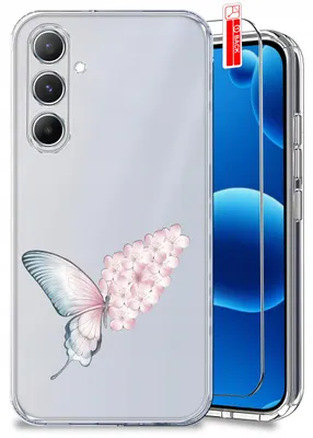 Productafbeelding van Telefoonschaal voor Samsung S23, lenteontwerpen, met bloemenprint, transparante hoes + beschermglas