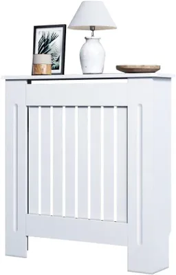 Produktbild von Heizkörperverkleidung mit Vertikalen Lamellen - Weiß, Lackiert - 78 x 19 x 81,5 cm