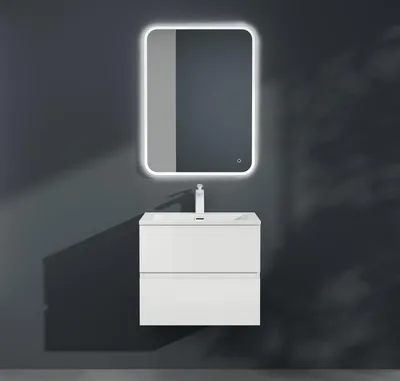 Produktbild von Mai & Mai Badmöbel-Set Waschbeckenunterschrank 60x48x50cm in Weiß Matt 2-Schubladen mit Soft-Close inkl. Mineralguss Waschbecken Aqualis