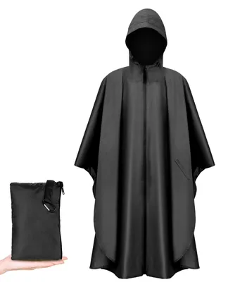 Produktbild von Wasserdichter Regenponcho Regenjacke - Leicht - Mit Kapuze - Reflektierende Streifen - Für Camping und Notfälle