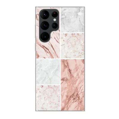 Produktbild von MuchoWow® Handyhülle Schutzhülle Hülle für Samsung Galaxy S22 Ultra Marmor - Weiß - Rosa Silikon Softcase Handy Hülle - Abbildung
