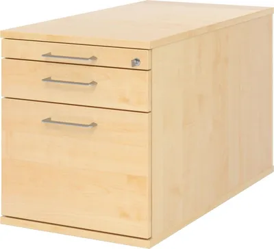Produktbild von Rollcontainer 80cm 1 Schub 1 Hängeregistratur Schloss Bügelgriff Ahorn
