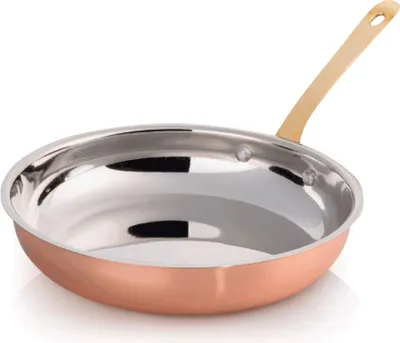 Zdjęcie produktu dla Patelnia do flambirowania STEEL & STYLE AMBER, Ø 23,5 cm, 1,1 l, miedź, mosiądz, stal nierdzewna