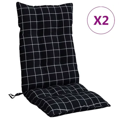 Immagine prodotto di Cuscini Sedia Schienale Alto 2 pz Quadri Nero Tessuto Oxford