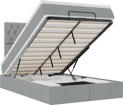 Obrázok produktu pre vidaXL Osmanská posteľ s matracom a LED diódami svetlo šedá 120x190 cm látka