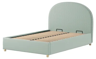 Produktbild von Polsterbett Karlotta 140x200 mit Bettkasten Bouclé Stoff grün