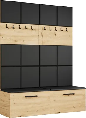Produktbild von Masseno Garderobe-Set MODULO 161,2/204/40 cm Modern Garderobenschrank Eiche Artisan