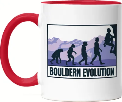 Produktbild von Bouldern Evolution Tasse Rot Klettern Sport Freizeit Hügel Felsen Höhe Gipfel Kletterschuhe Kletterer Berge Climb
