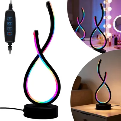 Image de Lampe de chevet LED, lampe de table à 36 modes de couleur RGB - Lampe de table pour salon avec câble, lampe de bureau en forme de spirale, veilleuse pour chambre à coucher