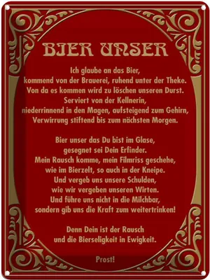 Produktbild von vianmo Blechschild 40x30 cm Alkohol Prost Bier unser Spruch Zitat