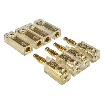 Produktbild von 4-fach Kabel-Steckverbinder Bananenstecker Bananenkupplung Soundboard Heckablagenstecker bis 4,00qmm vergoldet