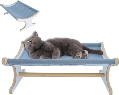 Immagine prodotto di Letto per gatti a forma di divano - Amaca per gatti - Per un riposo confortevole - Base robusta in legno di pino - Dimensioni: 62 x 24 x 43 cm