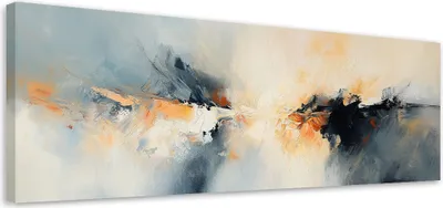 Produktbild von Leinwandbild Beige Golden Grau Abstraktion 120x40 Feeby Beige bild für die wand bereit zum aufhängen