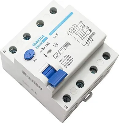 Image de Disjoncteur différentiel 4P 63A 30mA, type B. Disjoncteur de protection différentiel. Disjoncteur
