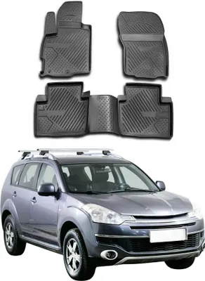 Image de OMAC Tapis de sol pour Citroen C-Crosser 2007-2012 sur mesure en caoutchouc Noir