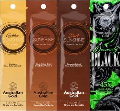 Zdjęcie produktu dla Australian Gold Zestaw Saszetek Do Opalania x4szt