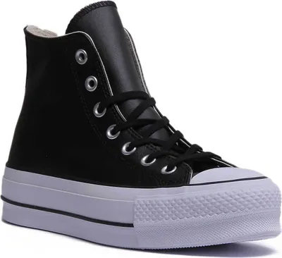Produktbild von Converse Chuck Taylor All Star Lift Hi Frauen Schnürung Leder Plattform Turnschuhe Schwarz Weiß – undefined / Schwarz Weiß