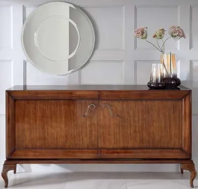 Produktbild von Casa Padrino Luxus Neoklassik Kommode mit 2 Türen Braun 187 x 52 x H. 95 cm - Massivholz Sideboard - Art Deco Wohnzimmer Möbel