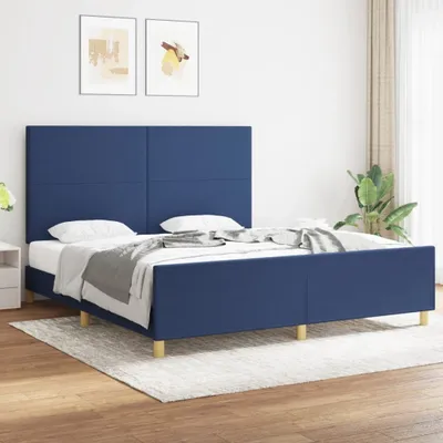 Produktbild von The Living Store Bettgestell mit Kopfteil Blau 180x200 cm Stoff