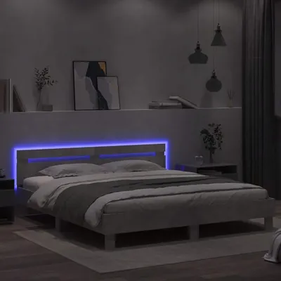 Productafbeelding van vidaXL Bedframe met hoofdeinde en LED-verlichting, betonkleur