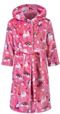 Productafbeelding van Ibenzoa® Knuffelzachte badjas voor kinderen met capuchon – pluche polyesterflanel, voor jongens en meisjes van 2 tot 9 jaar (85-145 cm), met riem en zakken, verkrijgbaar in verschillende kleuren