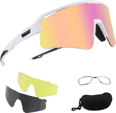 Produktbild von Famanu Sportsonnenbrille - UV400 Radbrille für Angeln - Polarisierte Radbrille mit 3 Gläsern