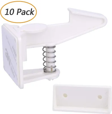 Produktbild von 10  Pack Kindersicherung Schrank, Baby Sicherheit Schrankschloss Unsichtbare Schranksicherung Montage Ohne Bohren Und Schrauben, Schubladen Und Küchen Schranktüren (Weiß)