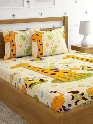 Image de Elzusha - Drap-housse en microfibre avec motif girafe (jaune)