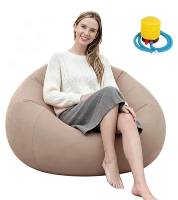 Immagine prodotto di Pouf gonfiabile per interni ed esterni, 105 x 105 cm, color marrone