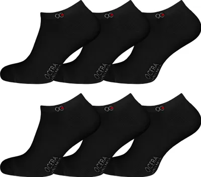 Produktbild von OCERA 6 Paar Wellness Sneaker Socken mit Frotteesohle für Damen und Herren,  Standard 100 e Baumwolle - Schwarz, 39-42