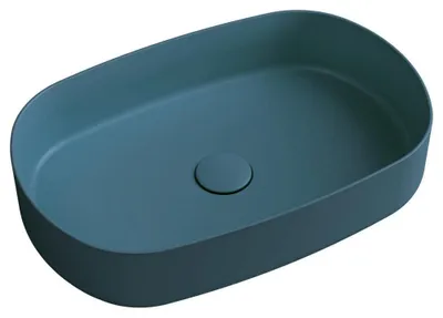 Produktbild von INFINITY OVAL Aufsatzwaschbecken 55x36cm, Grün Matte Petrol