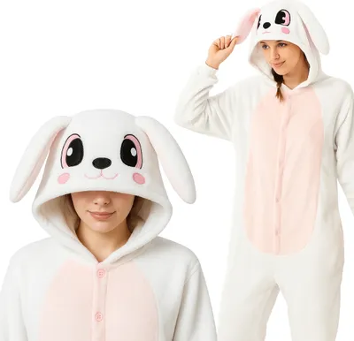 Produktbild von Kigurumi-Pyjama-Einteiler, Hasenkostüm, Größe XL: 175-185 cm