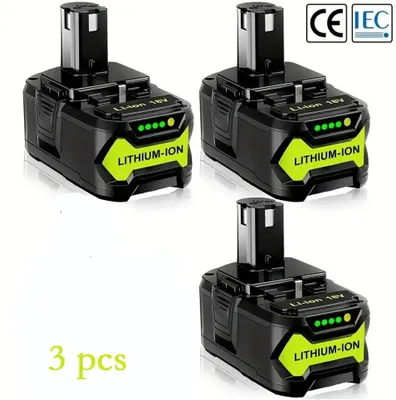 Obrázek produktu pro Akumulátor pro Ryobi One+ 18 V – sada 3 náhradních lithium-iontových akumulátorů – 8,0 Ah / 8000 mAh – sada akumulátorů pro elektrické nářadí P104, P107, P108, P109