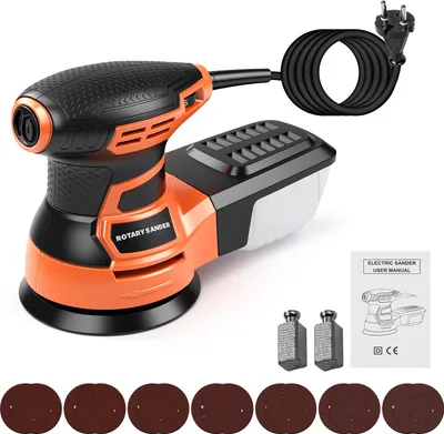 Obrázek produktu pro 5palcová excentrická bruska s motorem 350 W, 230 V, odsávání prachu, 14 brusných listů, pro dřevo, kov a další materiály