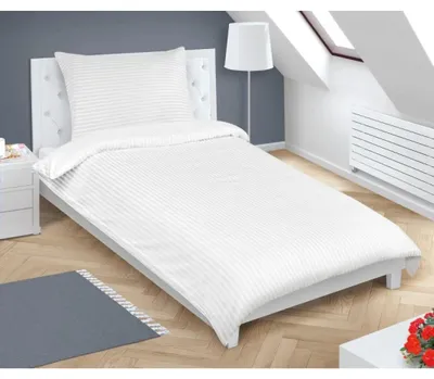Immagine prodotto di Set di lenzuola in cotone con angolazione per federa, dimensioni 140x200 cm. Federe: 70x90 cm, colore bianco