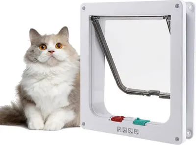 Produktbild von Katzentür 25 * 28 * 5,5 cm 4-Wege-Verriegelung Leise Haustiertür Einfach zu installieren Geeignet für Katzen und Kätzchen - Groß