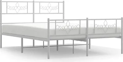 Produktbild von vidaXL Bettgestell mit Kopf- und Fußteil Metall Weiß 150x200 cm