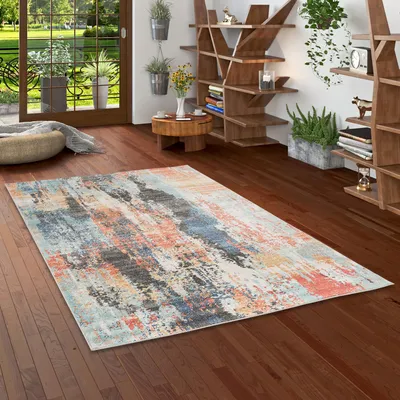Produktbild von In- und Outdoor Designer Teppich Lagos Rost Blau Verlauf, Größe:80x150 cm
