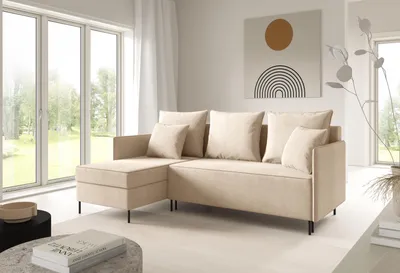 Produktbild von LIKMA Ecksofa ZAVO Creme L-Form 214x142 cm Schlafsofa mit Bettfunktion 202x140 cm 2 Bettkasten Stauraum Polstersofa