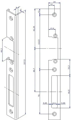 Zdjęcie produktu dla Otwieracze&Zamykacze płaska blacha zaczepowa,DR,244x24 ktg,kolor srebrny